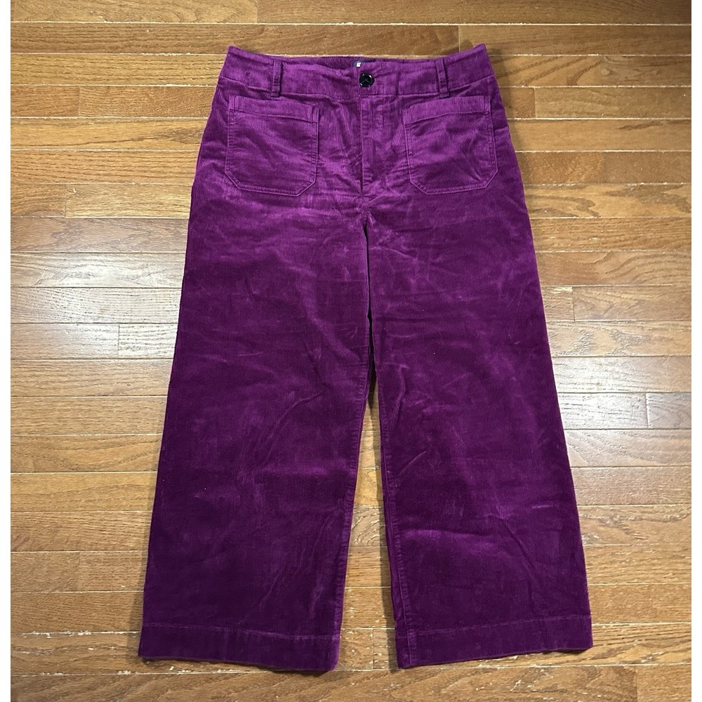 Maeve Anthropologie The Colette Corduroy Crop Wide-Leg Pants‎ magenta purple 32